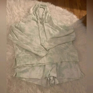 Rails Green and White Tie Dye Hooded Sweatshirt and Shorts Set Small / XSmall